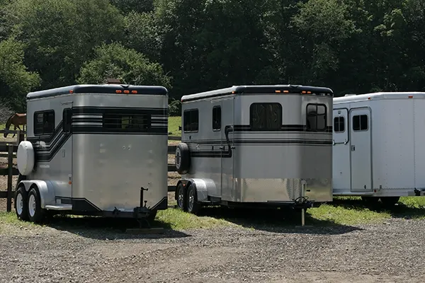 Horse trailer on a farm in arkansas